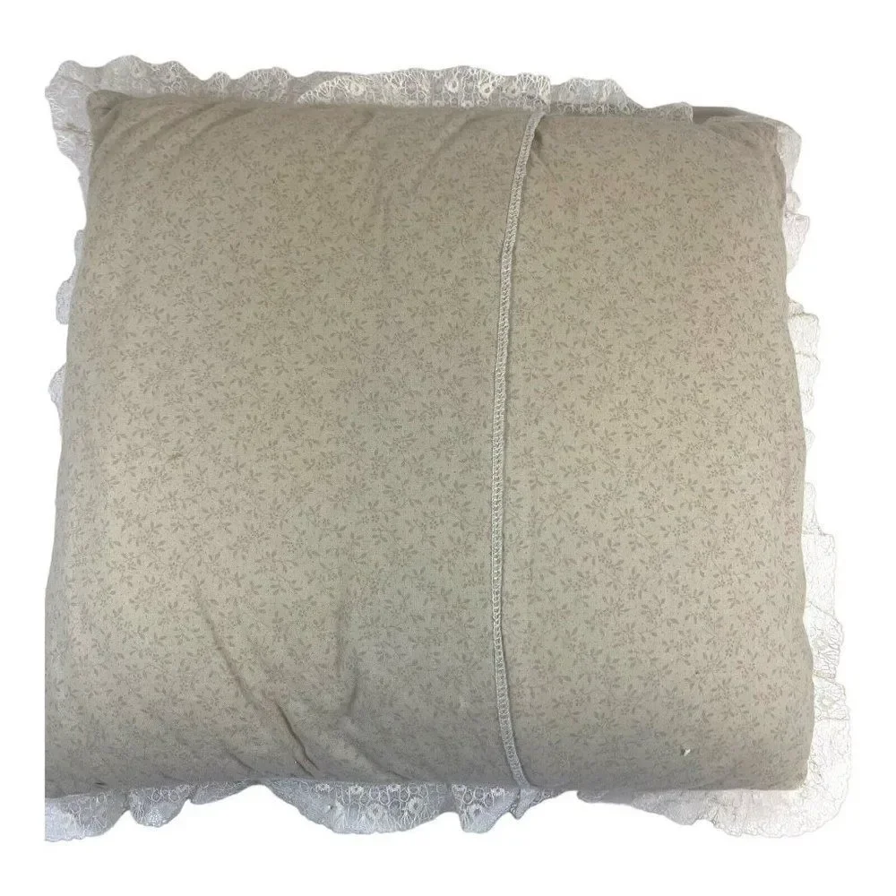 Vintage Victorian 8 Point Lone Star Quilted Pillow 14” Square GrannyCore Lace